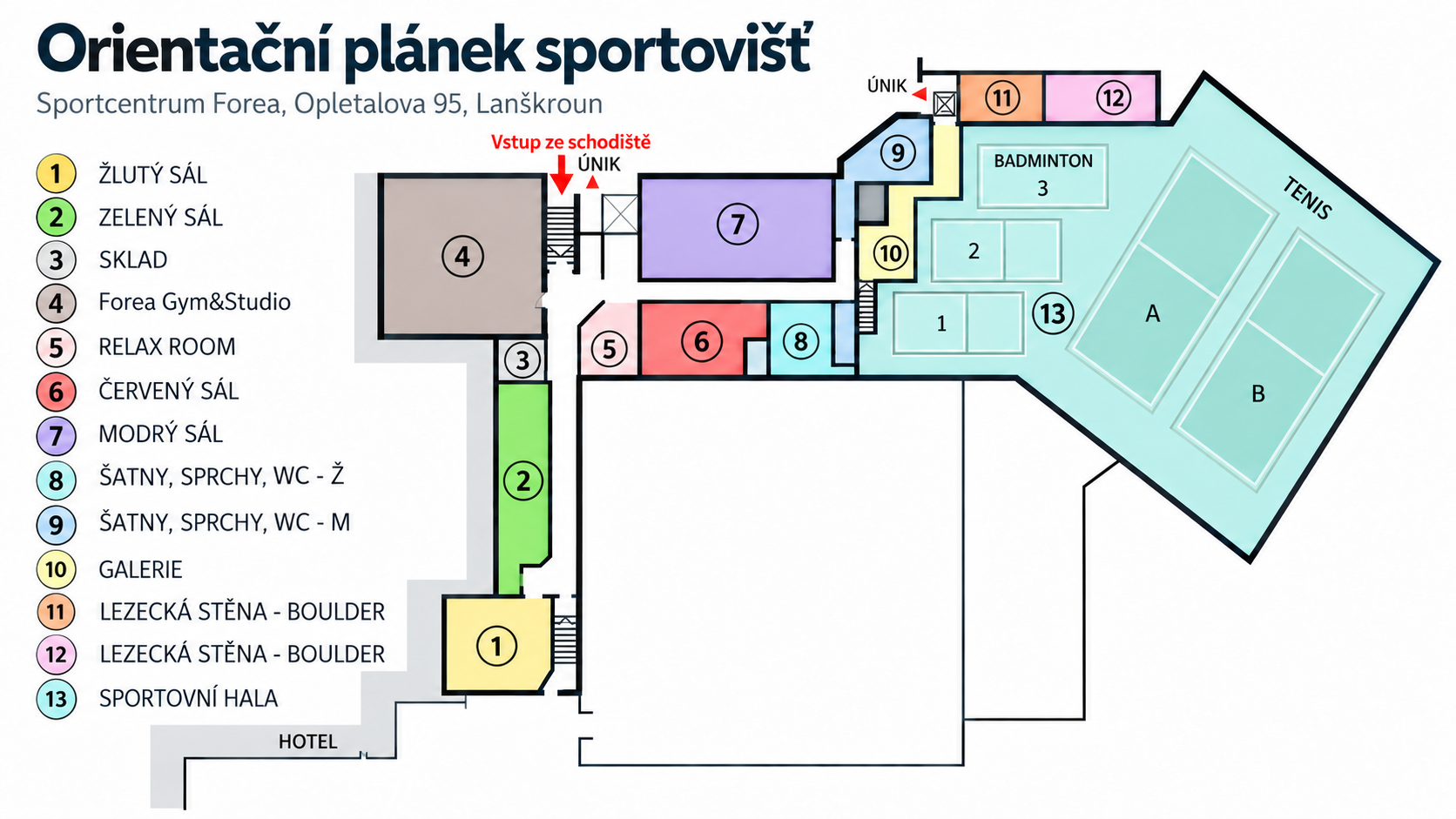 Orientační plánek Sportcentra Forea